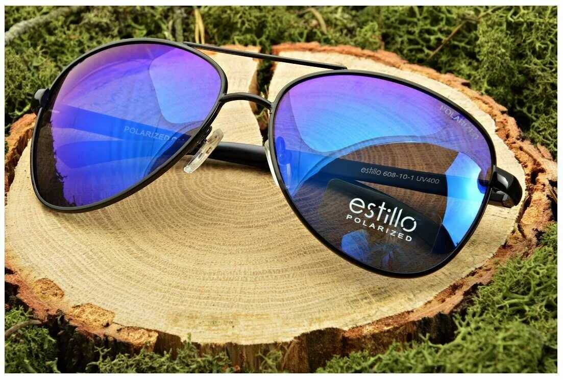 Estillo Męskie okulary Pilotki przeciwsłoneczne z polaryzacją EST-608-10-1