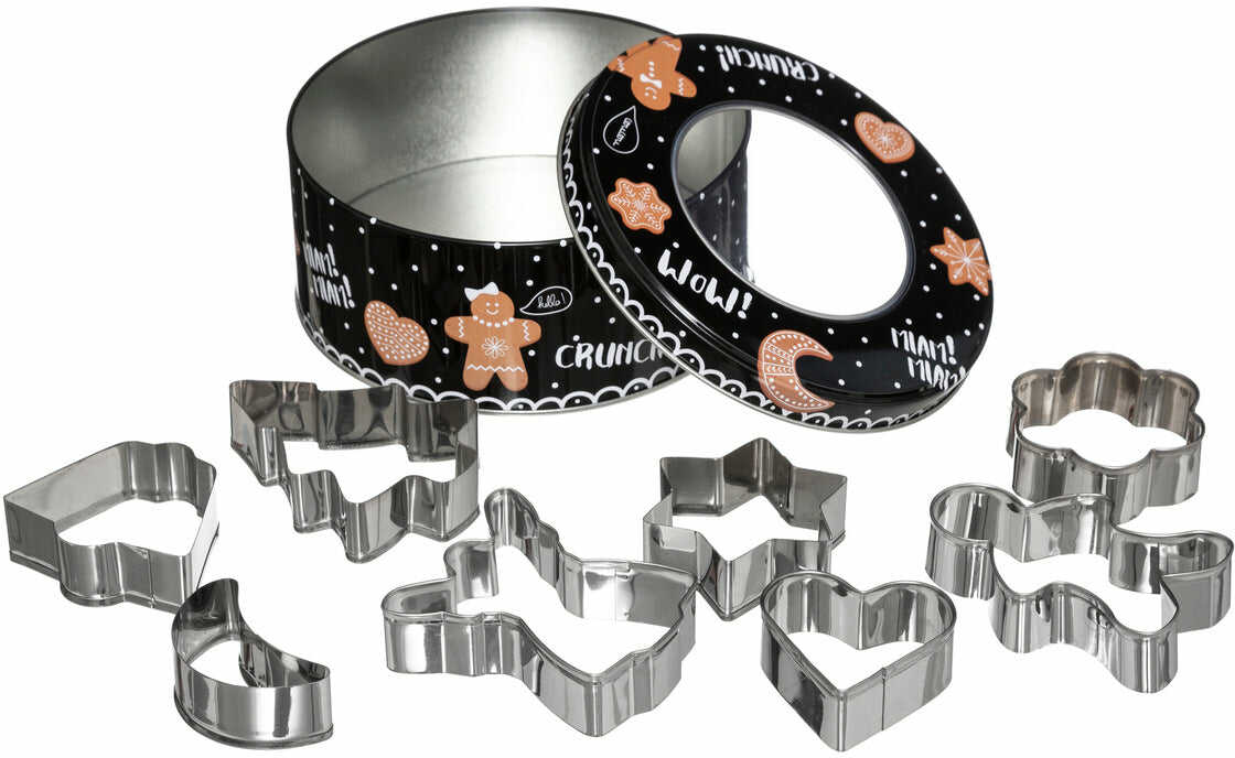5five Simply Smart Wykrawaczki do ciastek ŚWIĘTA, 8 sztuk + metalowa puszka