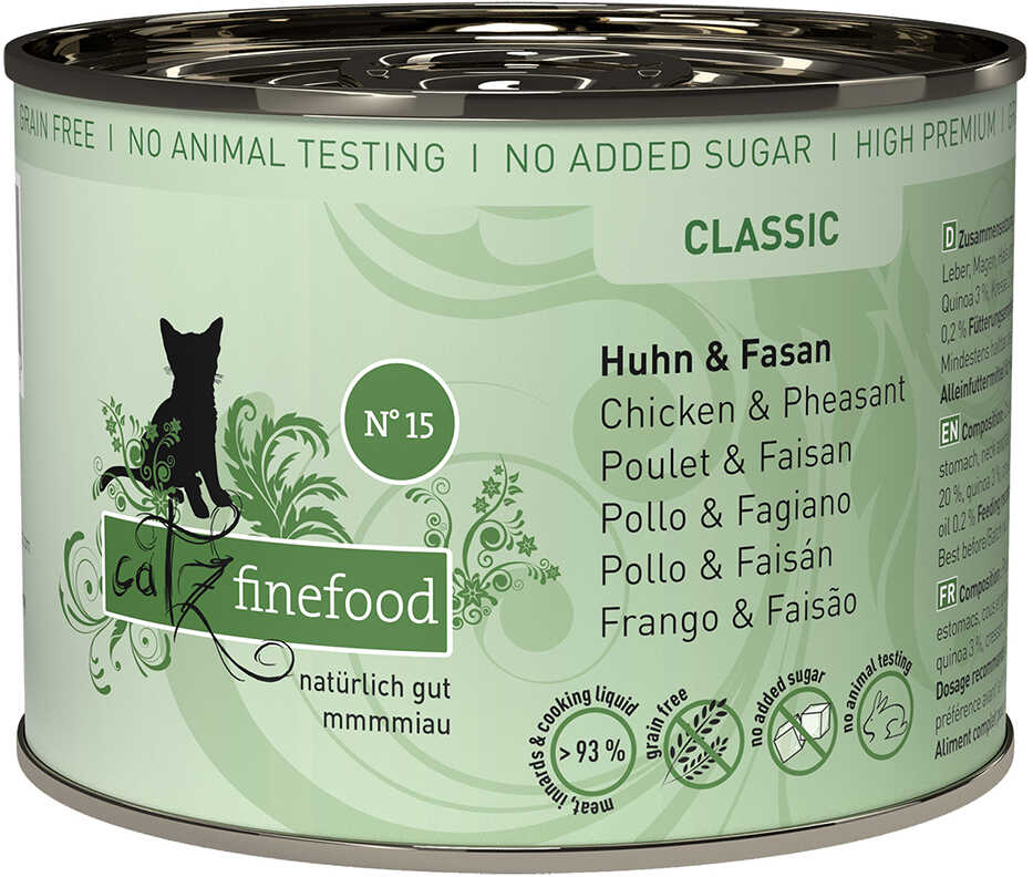 Zestaw Catz Finefood w puszce, 12 x 200 g - Kurczak z mięsem z bażanta