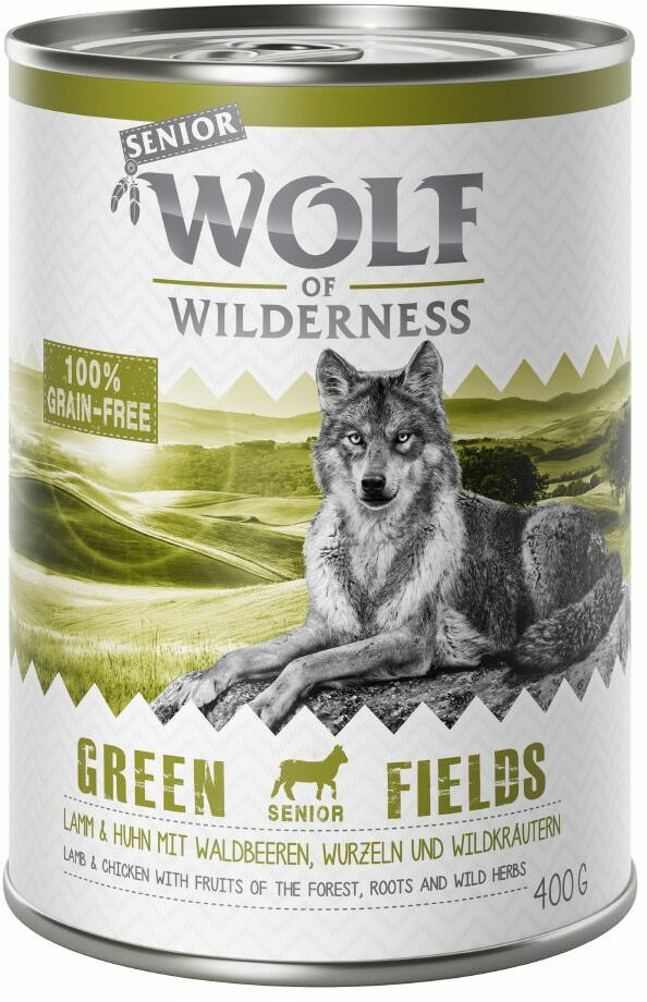 Wolf of Wilderness Wolf of Wilderness Senior, 6 x 400 g - Green Fields, jagnięcina i kurczak