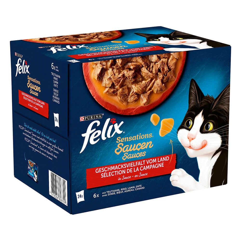 Felix Sensations w sosie, 24 x 85 g - Mięsna różnorodność
