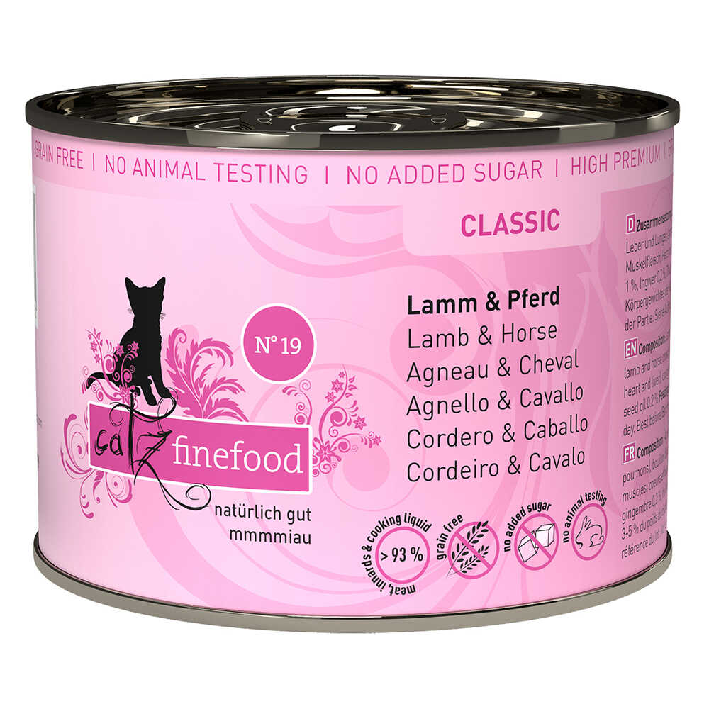 Zestaw Catz Finefood w puszce, 12 x 200 g - Jagnięcina z koniną