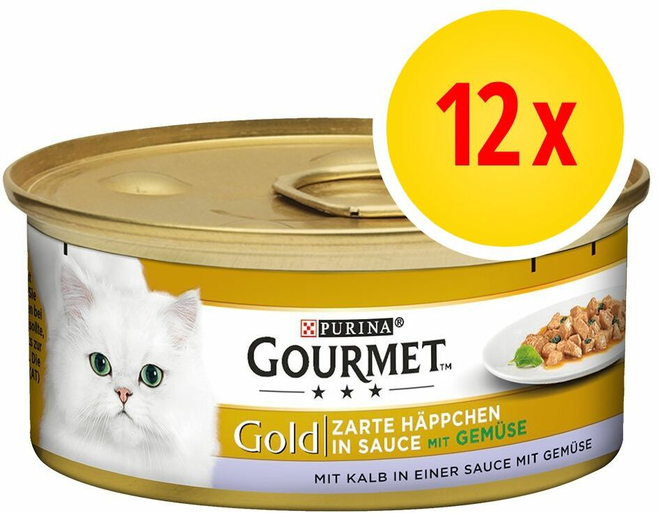 Gourmet Gold Kawałki w sosie, 12 x 85 g - Cielęcina z warzywami