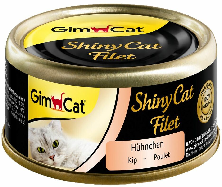 GimCat ShinyCat, w bulionie 6 x 70 g - Kurczak