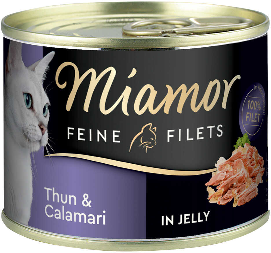 Miamor Feine Filets w galarecie, 6 x 185 g - Tuńczyk z kalmarami