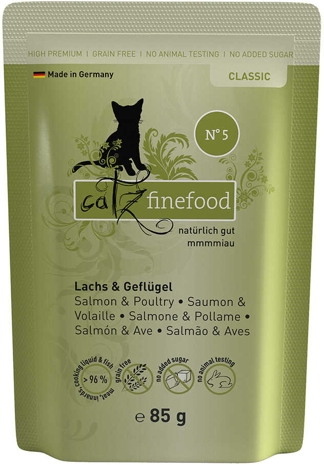 catz finefood saszetki, 8 x 85 g - Łosoś z drobiem