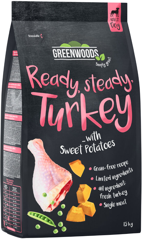 Greenwoods 1,5 kg w super cenie! - Indyk ze słodkimi ziemniakami, groszkiem i dynią