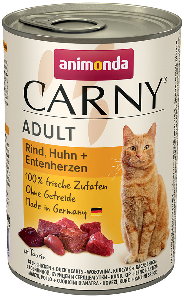 Animonda Carny Adult, 6 x 400 g - Wołowina, kurczak i serca kacze