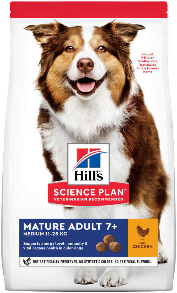 Hills Science Plan 14 + 4 kg gratis! Science Plan, sucha karma dla psa, 18 kg - Mature Adult 7+ Medium, kurczak