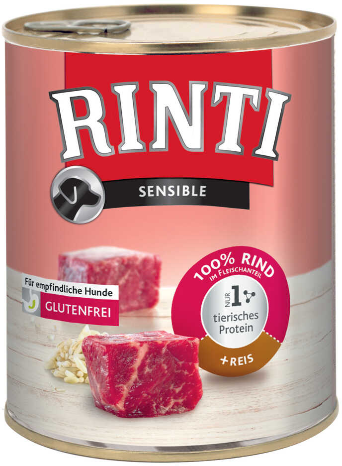 Rinti Sensible Rind+Reis Pies - Wołowina I Ryż Puszka 800G