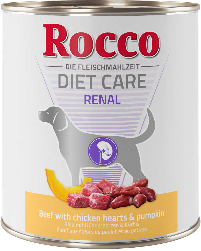 Rocco Diet Care Renal, wołowina z kurzymi sercami i dynią - 6 x 800 g