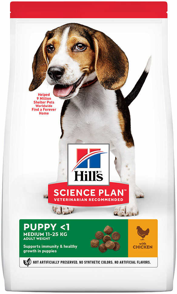 Hills Science Plan 14 + 4 kg gratis! Science Plan, sucha karma dla psa, 18 kg - Puppy Healthy Development Medium, kurczak