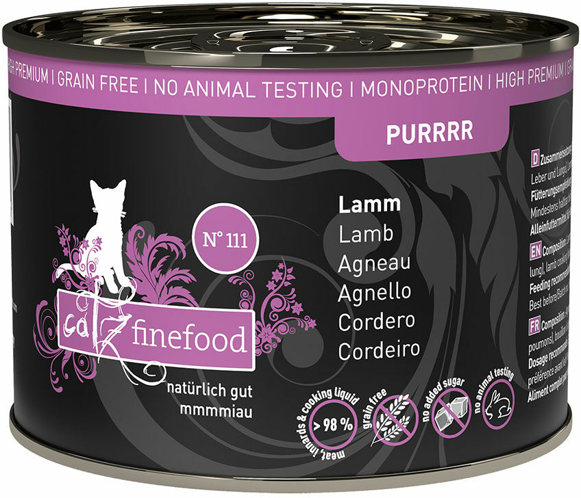Catz Finefood Purrrr w puszkach, 12 x 200 g / 190 g - No. 111, jagnięcina (12 x 200 g)