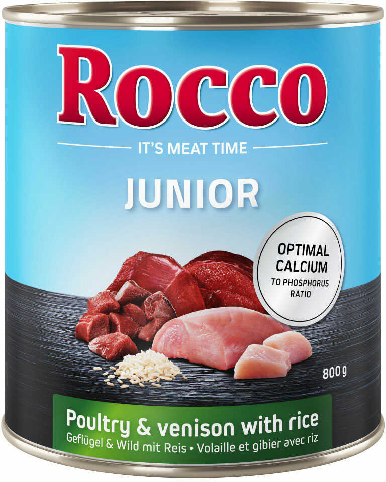 Rocco Junior 24 X 800 G - Kurczak I Dziczyzna Z Ryżem I Wapniem