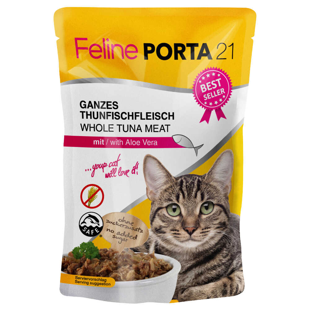 Zestaw Feline Porta 21 w saszetkach 12 x 100 g - Tuńczyk z aloesem