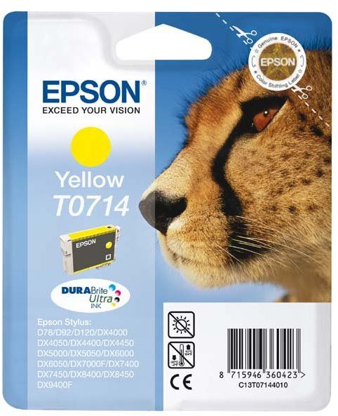 Epson C13T07144021, yellow, 5,5ml, blistr z ochroną, Epson D78, DX4000, DX4050, DX5000, DX5050, DX6000, DX605