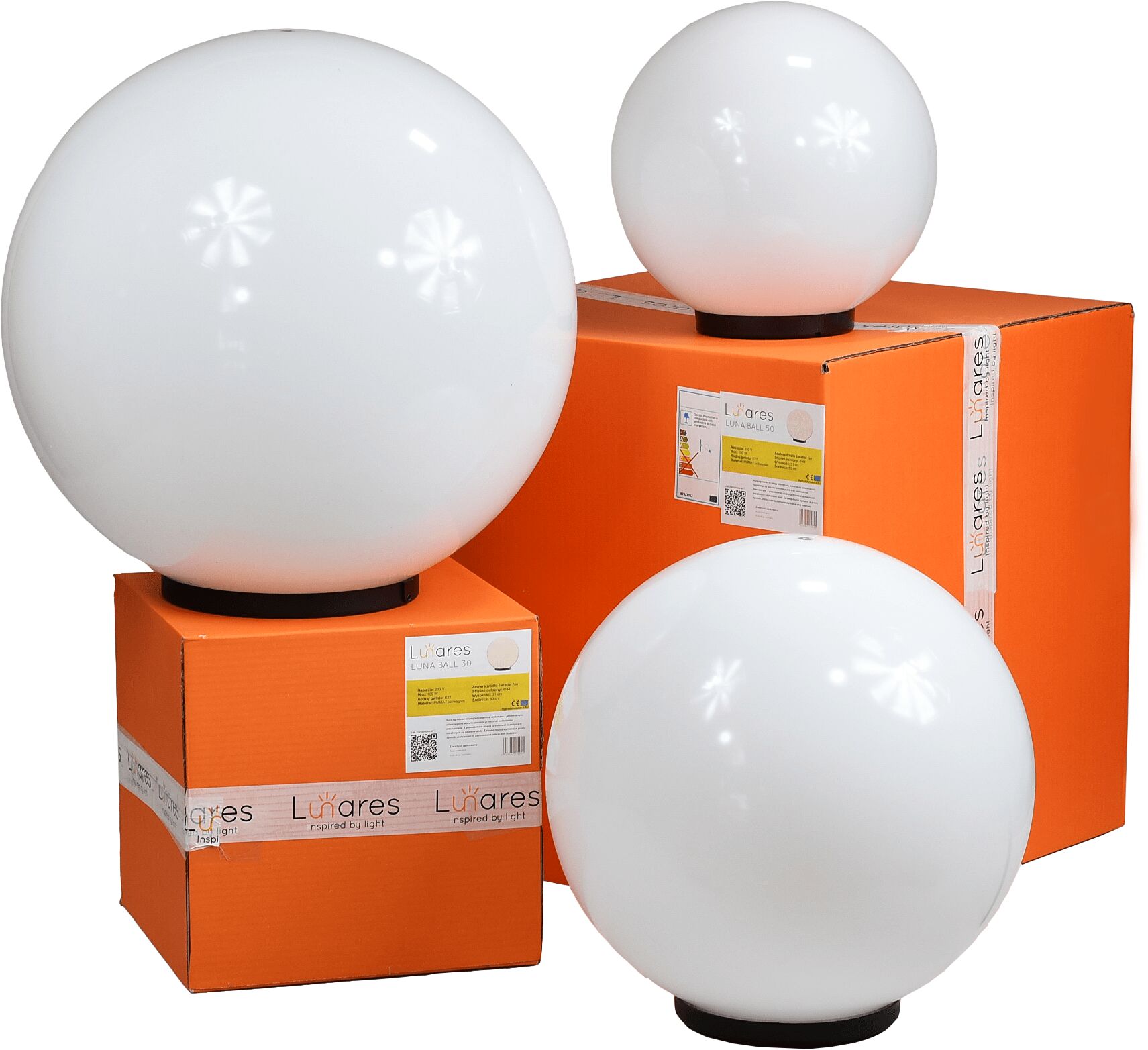 Dekoracyjne Kule Ogrodowe - Luna Balls 20,30,40cm + Żarówki LED
