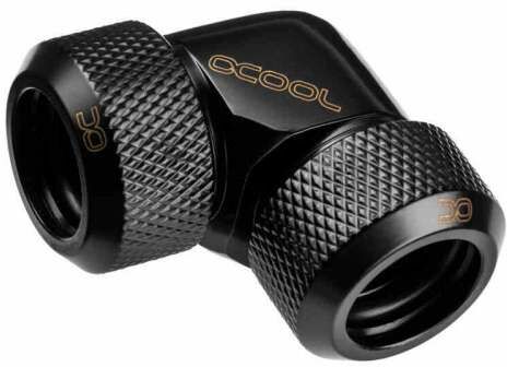 alphacool Icicle 13mm HardTube nakręcany przelotka 90 stopni L-konektor akrylowe mosiężne rurki - czarne