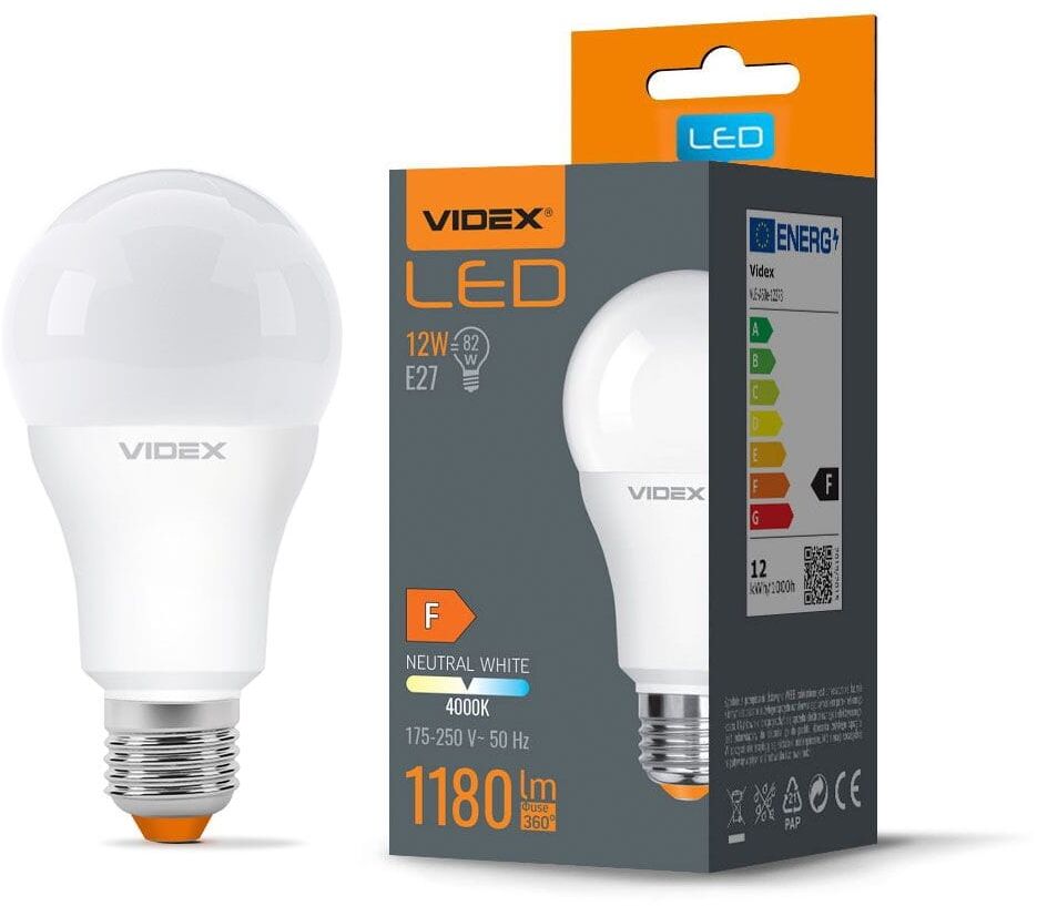 Mocna żarówka LED E27 12W A60 4000K 1180lm Videx