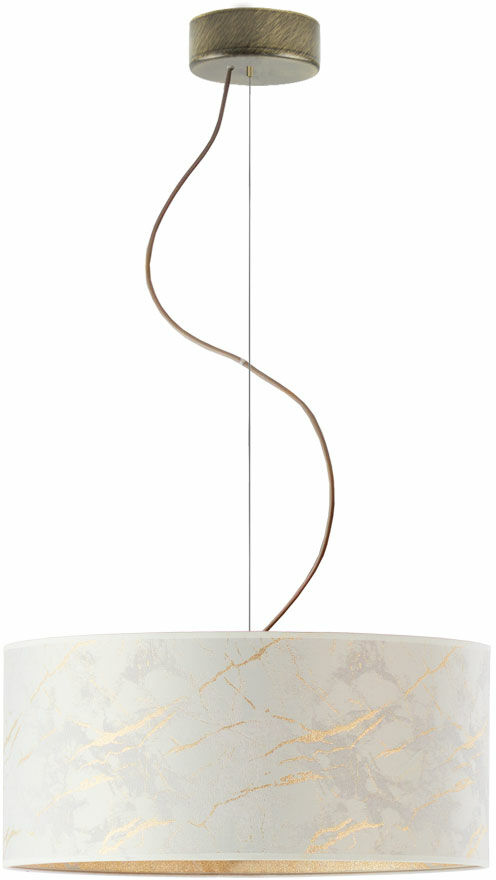 Biała lampa wisząca z abażurem a la marmur HAJFA MARMUR fi - 40 cm - kolor biały