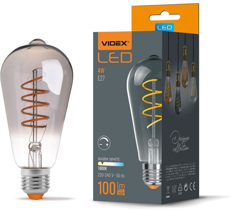 Żarówka dymiona E27 LED ST64 4W 1800K 100lm Videx