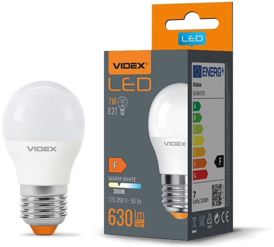 Żarówka gruby gwint E27 LED G45 7W 3000K 630lm Videx