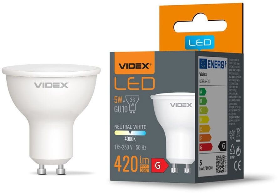 Żarówka LED GU10 5W 4000K 420lm Videx