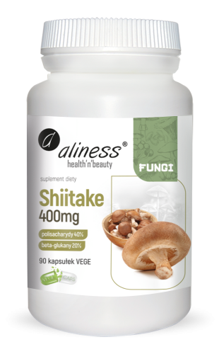 Aliness Shiitake FUNGI Ekstrakt 400 mg Zdrowe Grzyby (90 kaps) VEGE ALI-179