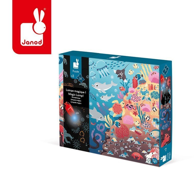 Świecące puzzle z mini-lampką UV Ocean Janod