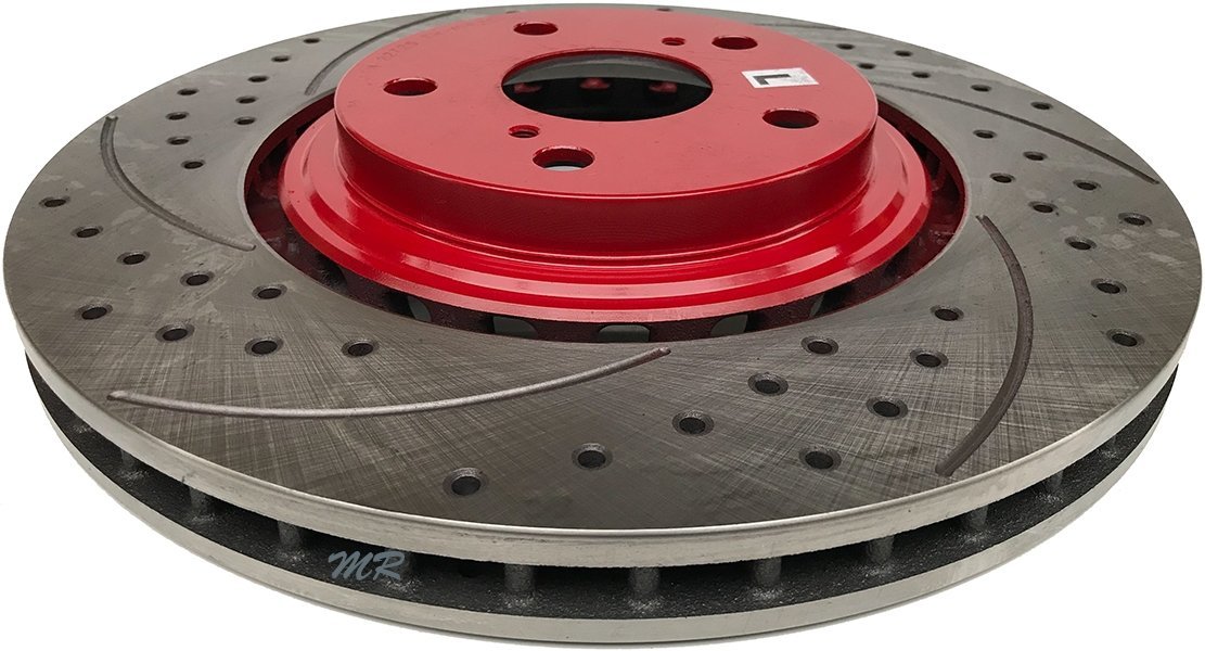 Przednia WIERCONA nacinana tarcza hamulcowa RED Toyota Sienna 2011-