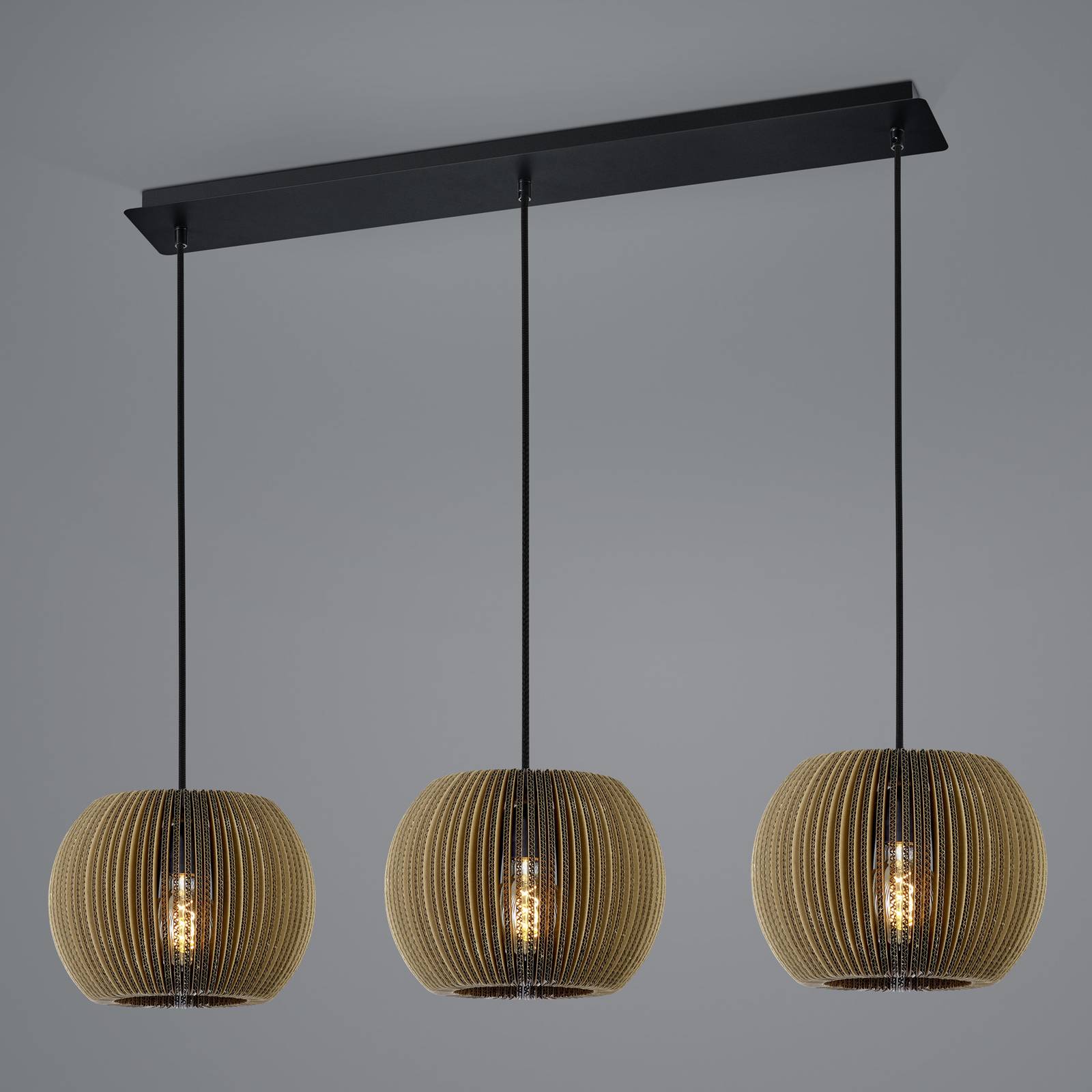 Lampa wisząca Layer z kartonu, 3-punktowa, okrągła