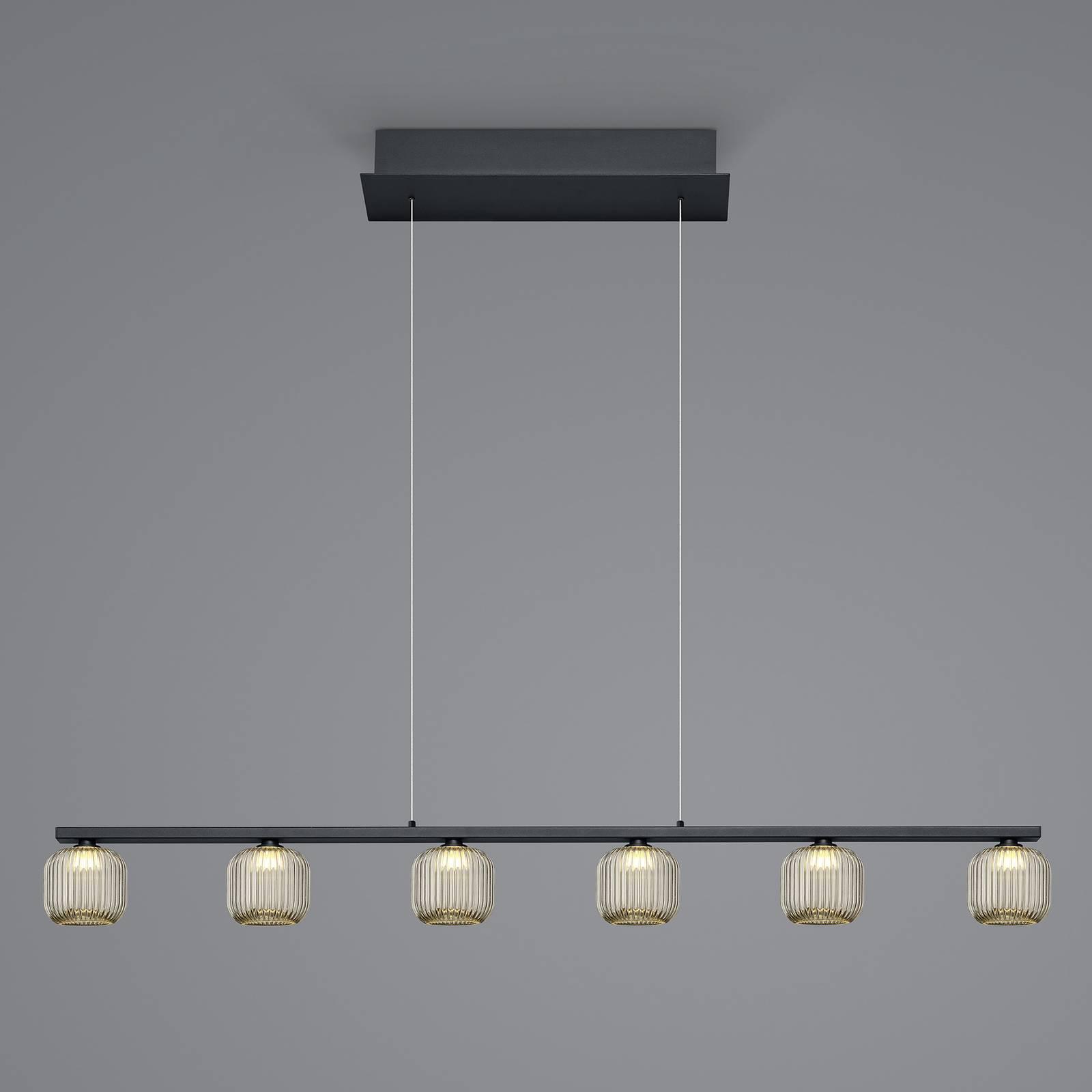 Lampa wisząca LED Loft, 6-punktowa, szkło dymione