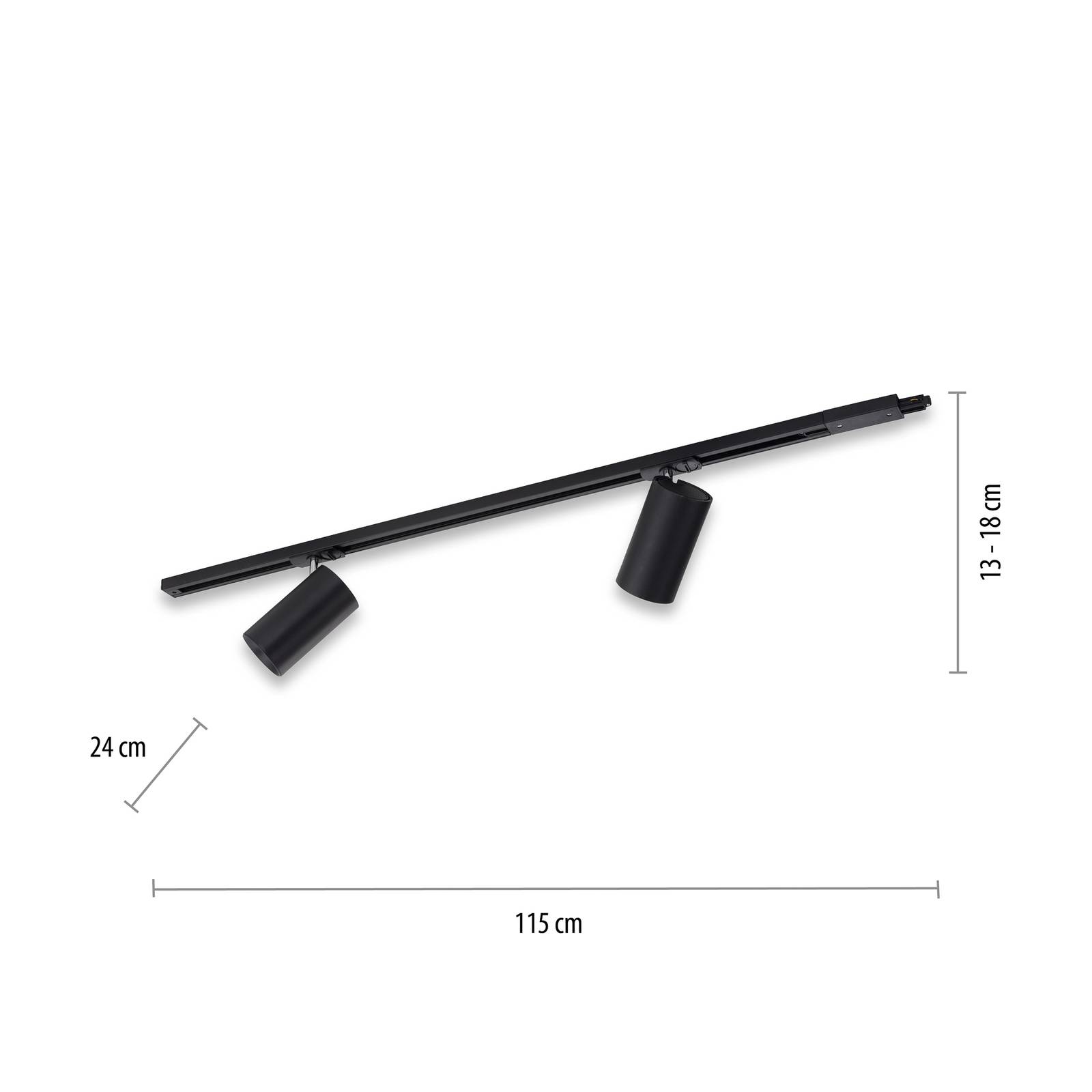 PURE Technik lampa szynowa LED, 2-pkt., czarna