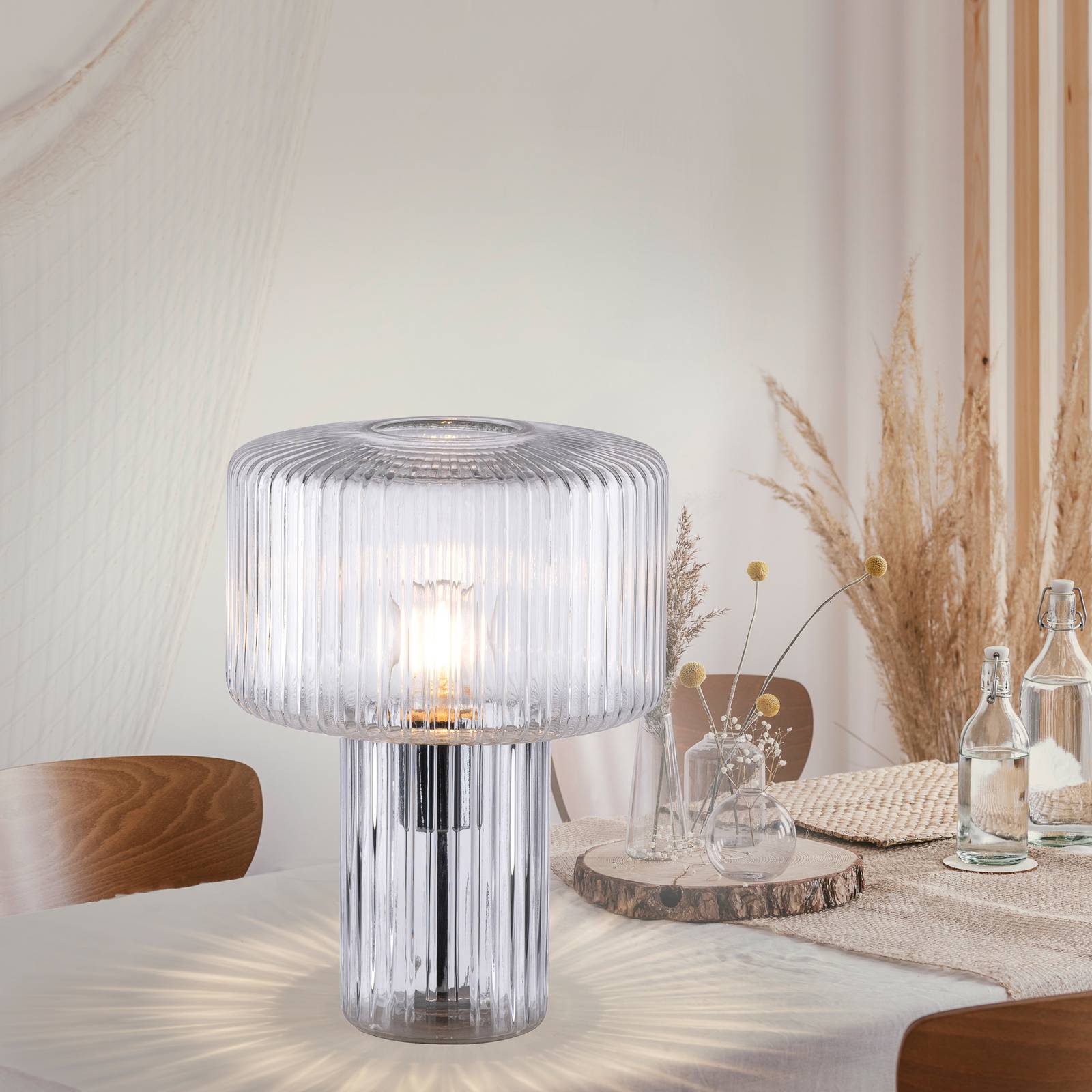 Lampa stołowa Fungus ze szkła, przezroczysta
