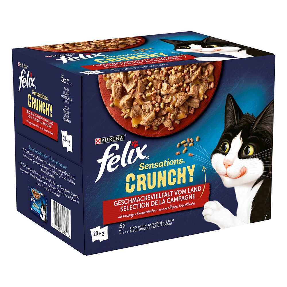 Felix Sensations Crunchy Crumbles z posypką, 20 x 85 g - Mięsna różnorodność
