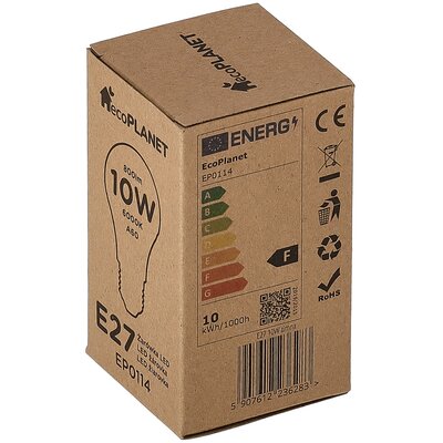Żarówka LED ECOPLANET LED E27 10W EP0114 Zimna. Klasa energetyczna F