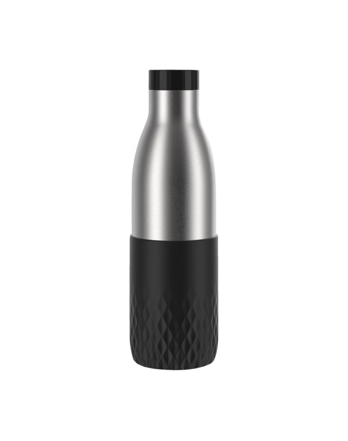 Emsa Bludrop sleeve insulated drinking bottle 0.7 liters, thermos bottle Kolor: CZARNY, stainless steel, silicone sleeve