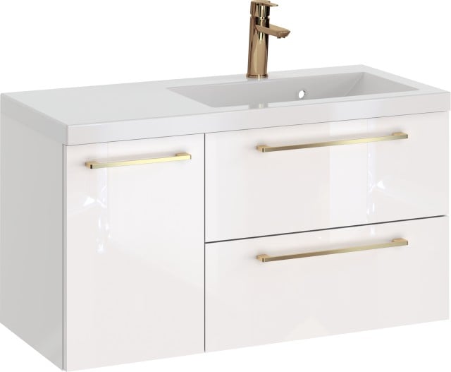 Szafka z Umywalką ROSEN 90 cm - Uchwyt Złoty