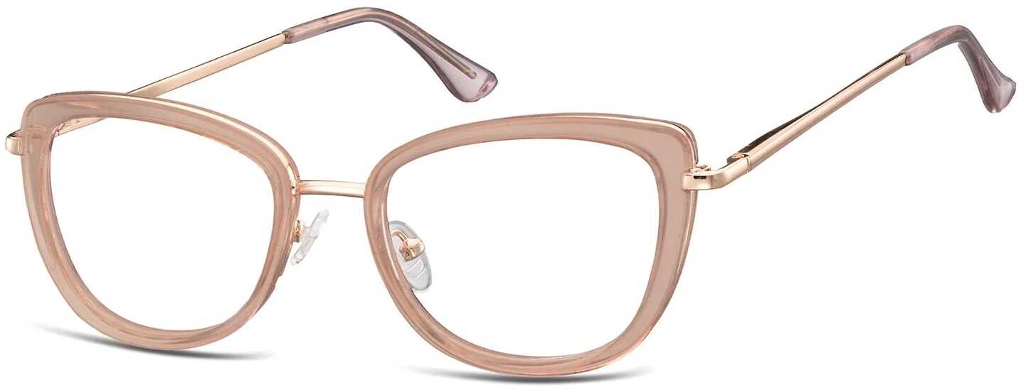 Sunoptic Okulary oprawki korekcyjne kocie oczy zerówki flex MTR-99D różowo-złote