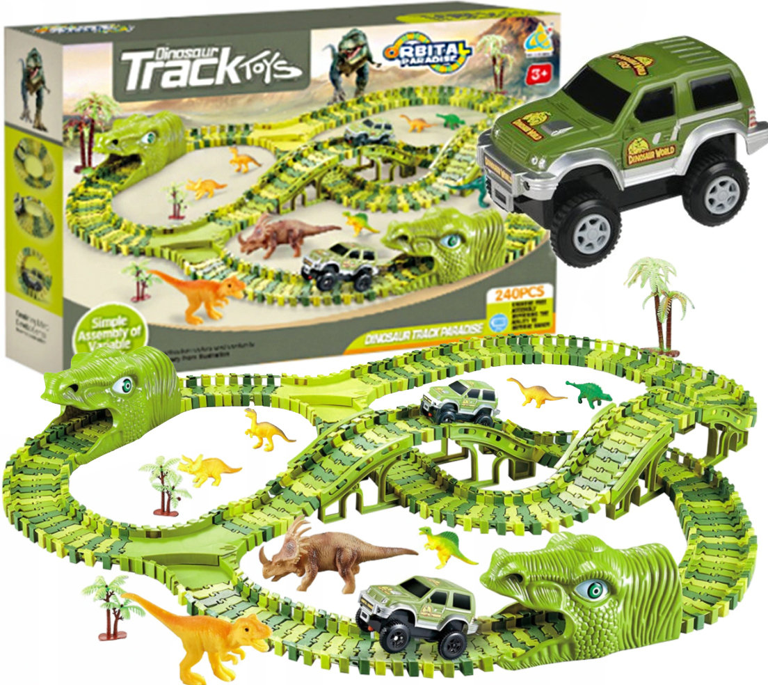TOR SAMOCHODOWY WYŚCIGOWY DINO PARK 240 el. Z DINOZAURAMI Y285
