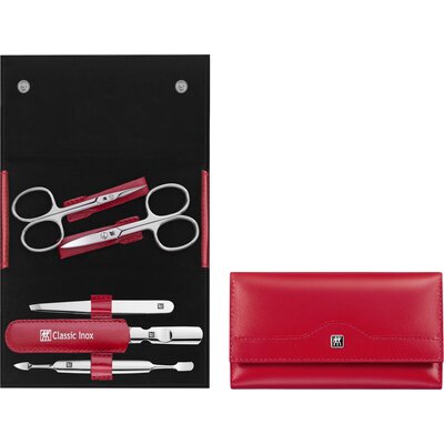Zwilling J.A.Henckel Zestaw do manicure Classic Inox czerwona skóra 5 elementów