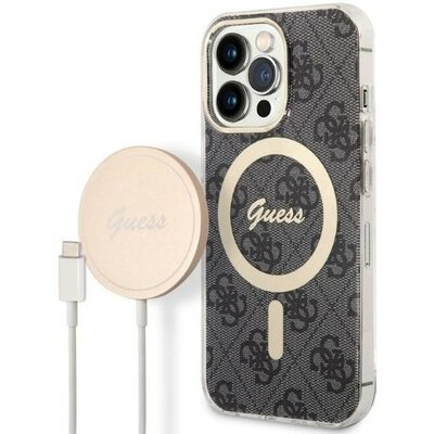 Guess Etui 4G Print do Apple iPhone 13 Pro Max Czarny + Ładowarka MagSafe