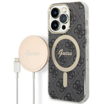 Etui Guess 4G Print do Apple iPhone 14 Pro Czarny + Ładowarka MagSafe