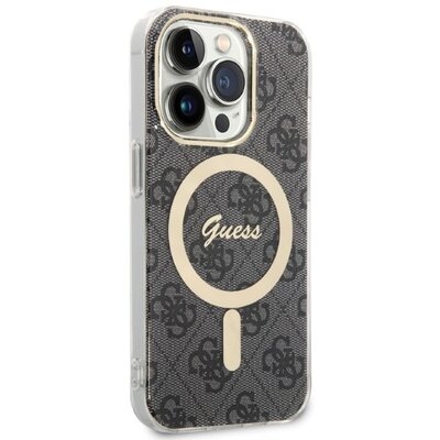 Guess Etui 4G Print do Apple iPhone 14 Pro Max Czarny + Ładowarka MagSafe