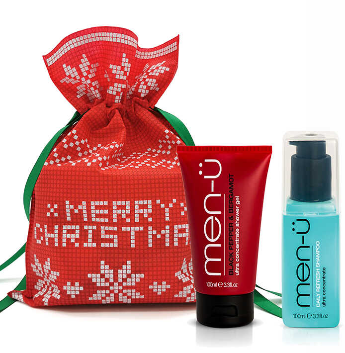 Men-u Zestaw prezentowy - Żel pod prysznic czarny pieprz i bergamotka oraz nawilżający szampon do włosów