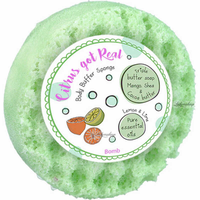 Bomb Cosmetics - Body Buffer Sponge - Gąbka pod prysznic z naturalnymi olejkami eterycznymi - Citrus Got Real - 200 g