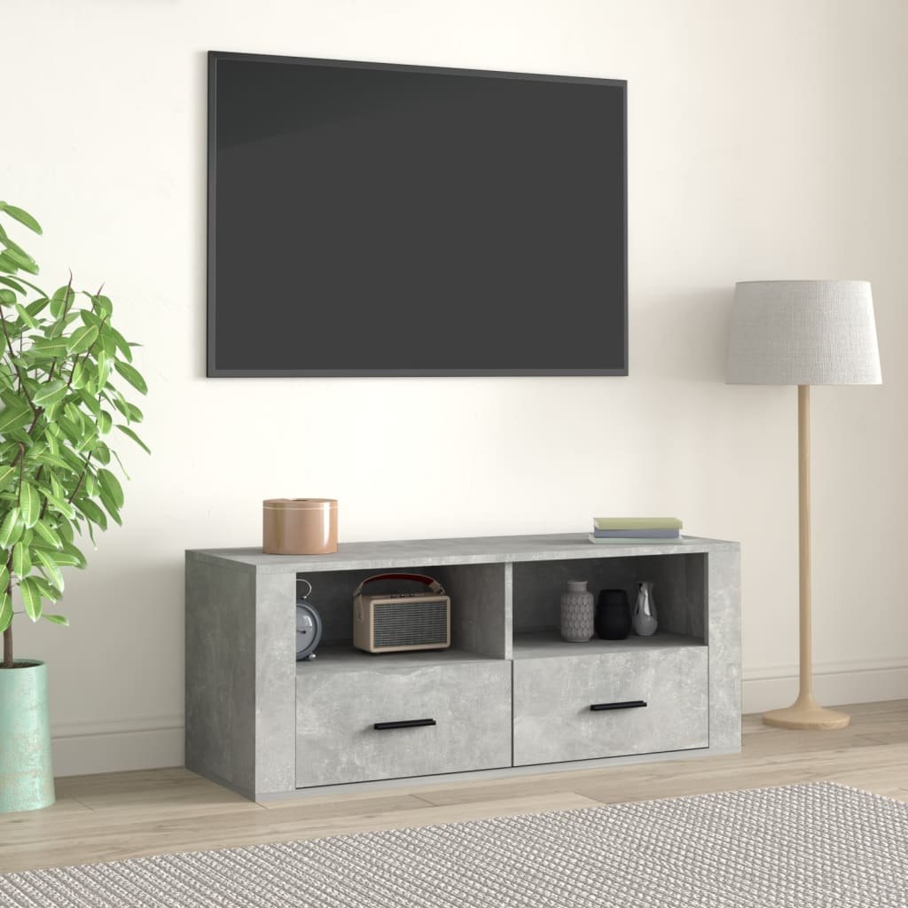 Szafka pod TV, szarość betonu, 100x35x40 cm