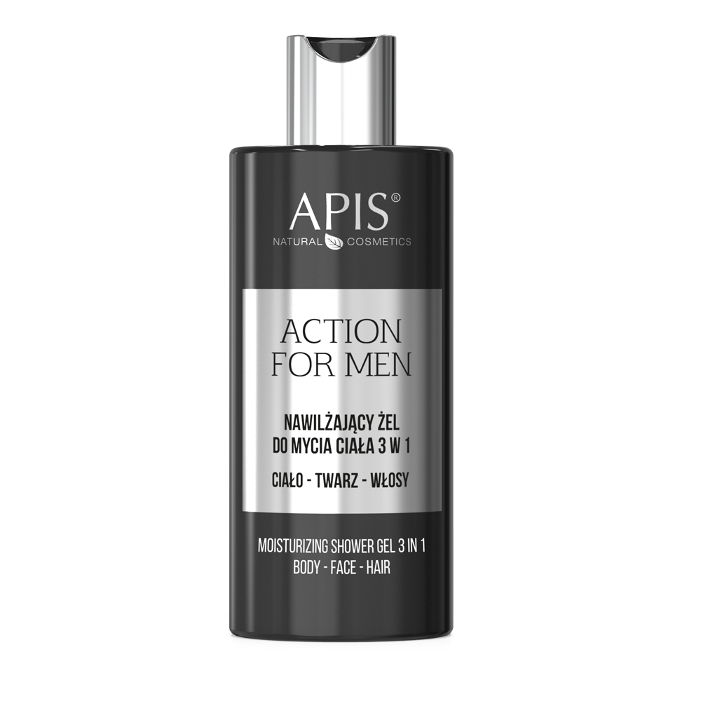 Apis Professional Nawilżający żel do mycia ciała 3w1 dla mężczyzn Apis Action For Men 300 ml apispro-6082