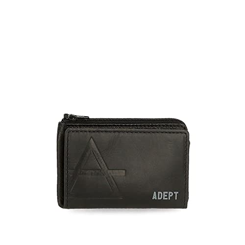 Adept Jim portfel z etui na karty czarny 11 x 7 x 1,5 cm skóra, czarny, portfel z przegródką na karty, czarny, Portfel z przegródką na karty