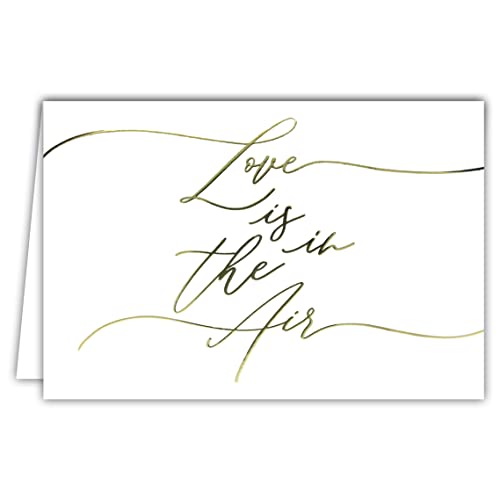 69-5150 Karta LOVE is in the Air Gold List, aby pogratulować parze PACS ślub lub powiedzieć Kocham Cię Szykowny, poziomy format elegancki czysty z białą kopertą Format 17,5x12cm AFIE